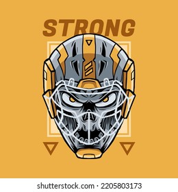 Strong American Football Skull Illustration