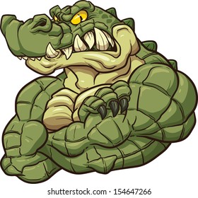 Strong angry alligator mascot. Vector clip art illustration. All in a single layer. 