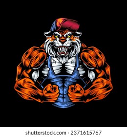 Strong and angry Tiger. The wild animal has huge muscles