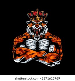 Strong and angry Tiger. The wild animal has huge muscles