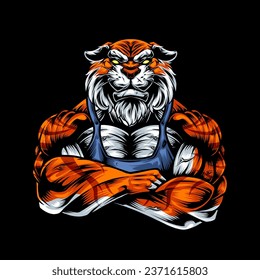 Strong and angry Tiger. The wild animal has huge muscles