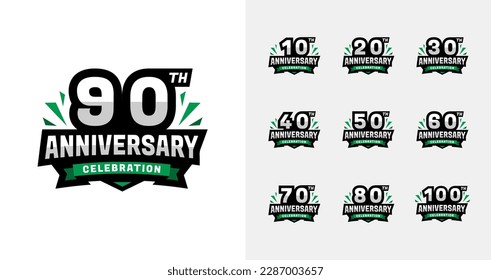 Sólidas colecciones de logotipos de aniversario. Número de cumpleaños para el concepto de deporte o celebración de juegos. Plantilla vectorial de Logotipo