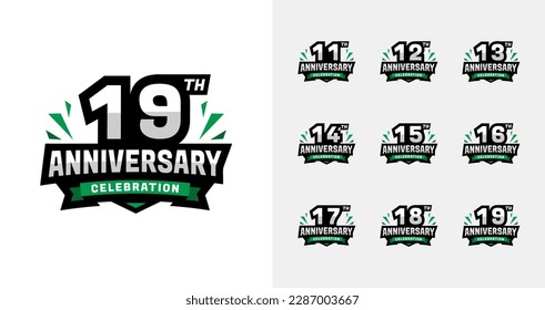 Strong anniversary logo collections. Birthday number for sport or game celebration concept. Logotype vector template