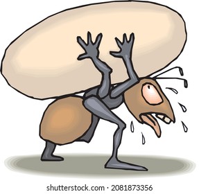 Strong Ant Carrying Food Vector

