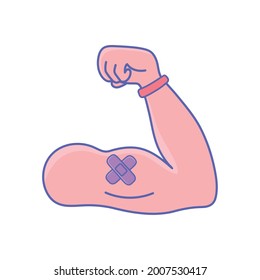 strong arm with adhesive band first aid