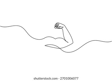 Strong arm continuous one line drawing showing muscle and power concept