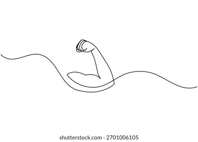 Strong arm continuous one line drawing showing muscle and power concept