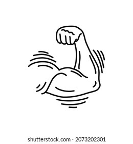 icono del doodle de brazo fuerte, ilustración del vector