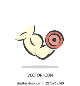 strong arm and dumbbell, icon vector