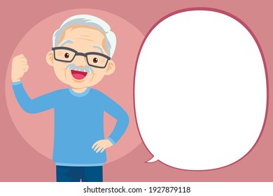 strong arm elderly man Surrounded by Immunity Field Protecting Him and Speech Bubble. Good Health Concept.