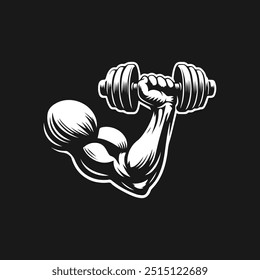 strong arm flexing with a dumbbell, symbolizing physical strength and health	