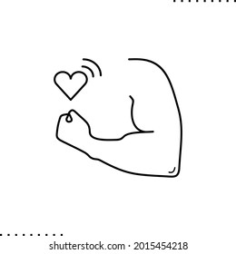 A strong arm and a heart, men homosexual love conceptual design vector icon in outline