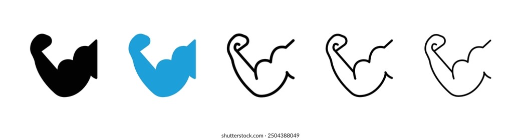 Strong arm icon in black and blue colors