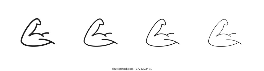 Conjunto de iconos de brazo fuerte, Ilustración, Negro