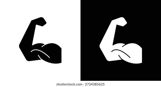 Strong arm icon simple flat graphic illustrations. Black and white silhouette vector