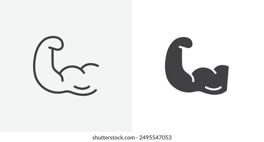 Strong arm icon symbol collection on white background.