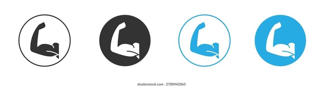Strong arm icon symbol flat style on white background.
