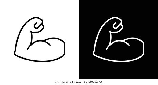 Icono de brazo fuerte en estilo plano y trazo delgado.
