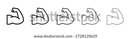 Strong arm icon vector in editable stroke linear pictogram