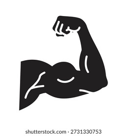 Strong arm icon vector illustration showing flexed bicep muscle bodybuilding fitness gym workout power strength athlete concept isolated white background design element