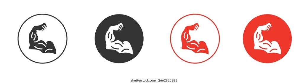 Iconos de brazo fuerte. Estilo de diseño plano. Símbolos de Vector de Diseño gráfico. 