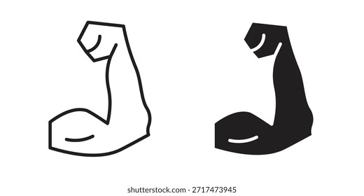 Iconos de brazo fuerte. Píxel perfecto. Icono de contorno de Vector. Concepto de logotipo plano.