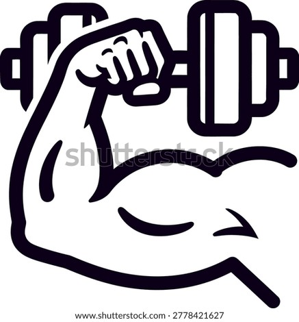 Strong arm lifting a heavy dumbbell icon for fitness and bodybuilding