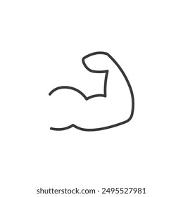 Strong arm outlined icon isolated on white background