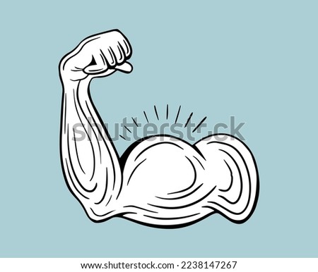 strong arm, powerful arm, muscular arm, biceps hand drawn vector illustration
