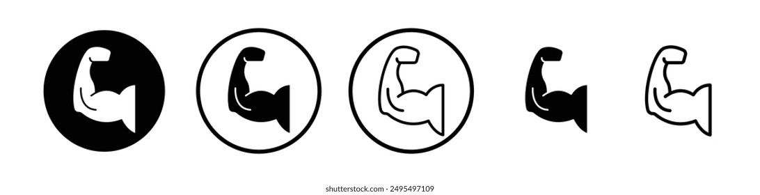 Strong arm vector icon set in black and white color.