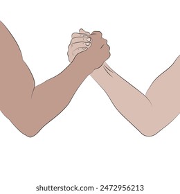 Strong arms of men doing strength.