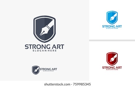 Strong Art logo template, Art Shield logo designs vector