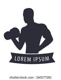Strong athlete posing with barbell, vector illustration, eps10, easy to edit