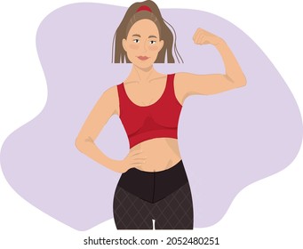 Fuerte mujer deportista. Mujer con poder. Rutina delgada, actividad de fitness, entrenamiento de mujeres delgadas, atractiva mujer atlética, cuidado de la salud, cuerpo fuerte, niña caucásica en ropa deportiva, gimnasio de estilo de vida saludable