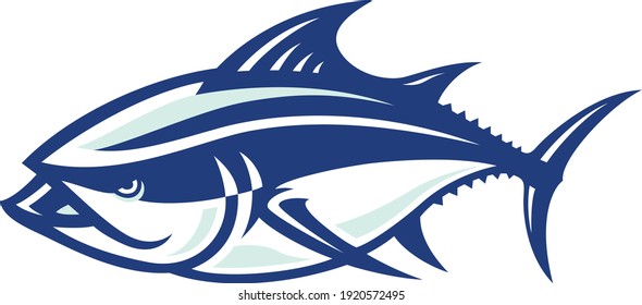 Strong Atlantic Blue Fin (bluefin) Tuna Swimming