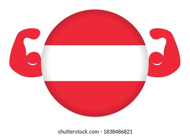 Fuerte ilustración austriaca (bandera circular austriaca y bicep)
