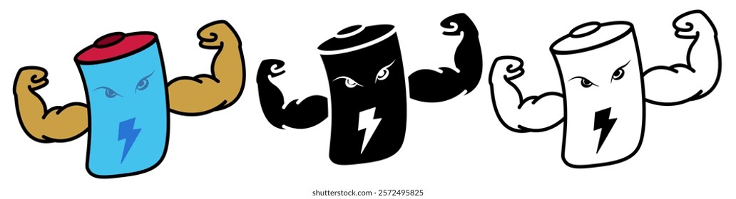 strong battery icon, simple flat style, pictogram logo sign symbol vector illustration, isolated on white for mobile app	