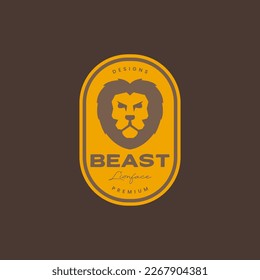 strong beast animal savanna lion mane carnivore vintage badge logo design vector icon