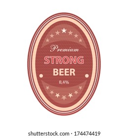 Strong beer label or badge for bottle red and beige design concept style illustration