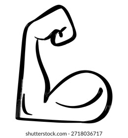 Starke Bicep Arm Muskel Flexing Line Art Illustration.