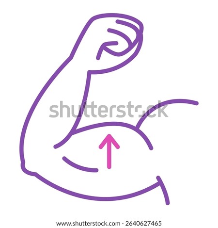 Strong biceps line icon vector isolated. Simple symbol of muscle increase. Strong arm. Concept of bodybuilding.