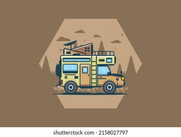Fuerte diseño de ilustraciones de camping para camionetas grandes