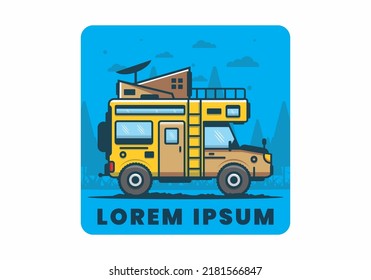 Fuerte diseño de ilustraciones de camping para camionetas grandes