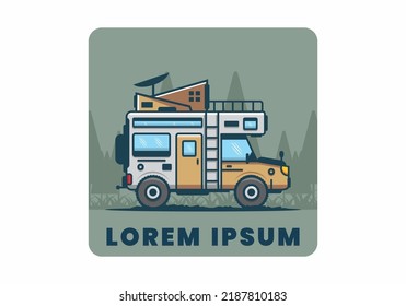 Fuerte diseño de ilustraciones de camping para camionetas grandes