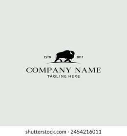 strong bison animal logo white background