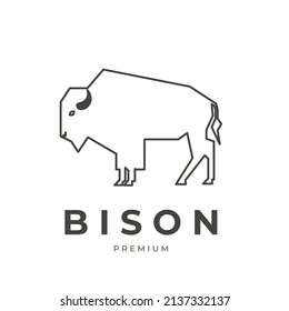 Strong bison lineart illustration logo