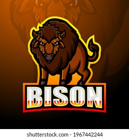 Strong bison mascot esport logo design