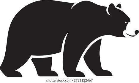 Starke schwarze Bär Silhouette Vektorgrafik, leistungsstarke Grizzle oder schwarzen Bär Symbol in Gehposition, minimalistische Wald Tierwelt Design