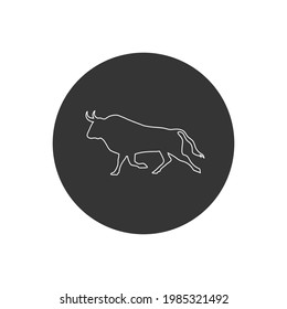 Strong black bull design line icon template logo vector