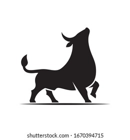 Strong black bull design template logo vector
